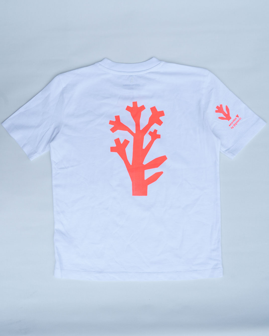 Neon bloom white T oversize — view 4, handprinted by Mascha Rodigina, Cologne