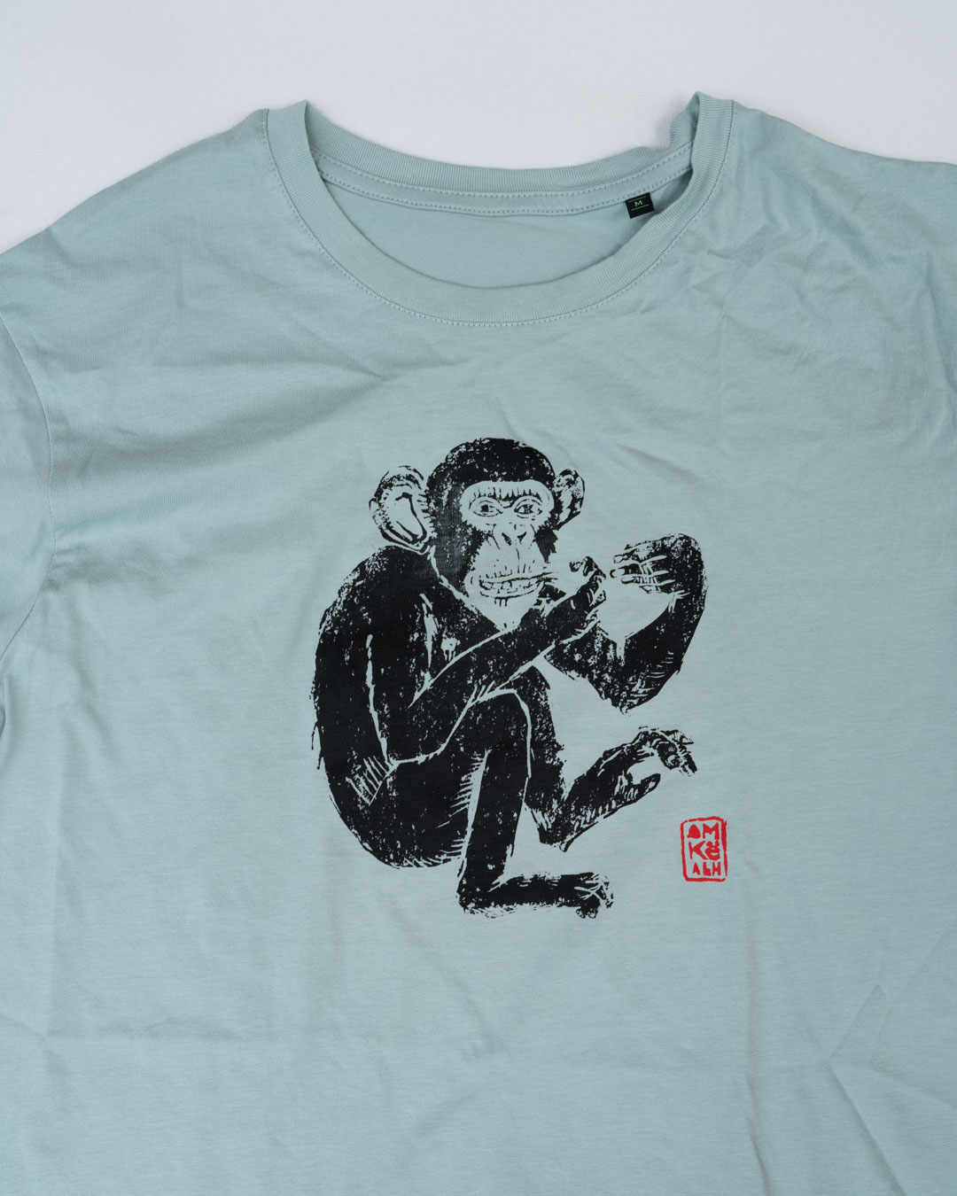 Petermann T-Shirt zartgrün — view 2, handprinted by Mascha Rodigina, Cologne