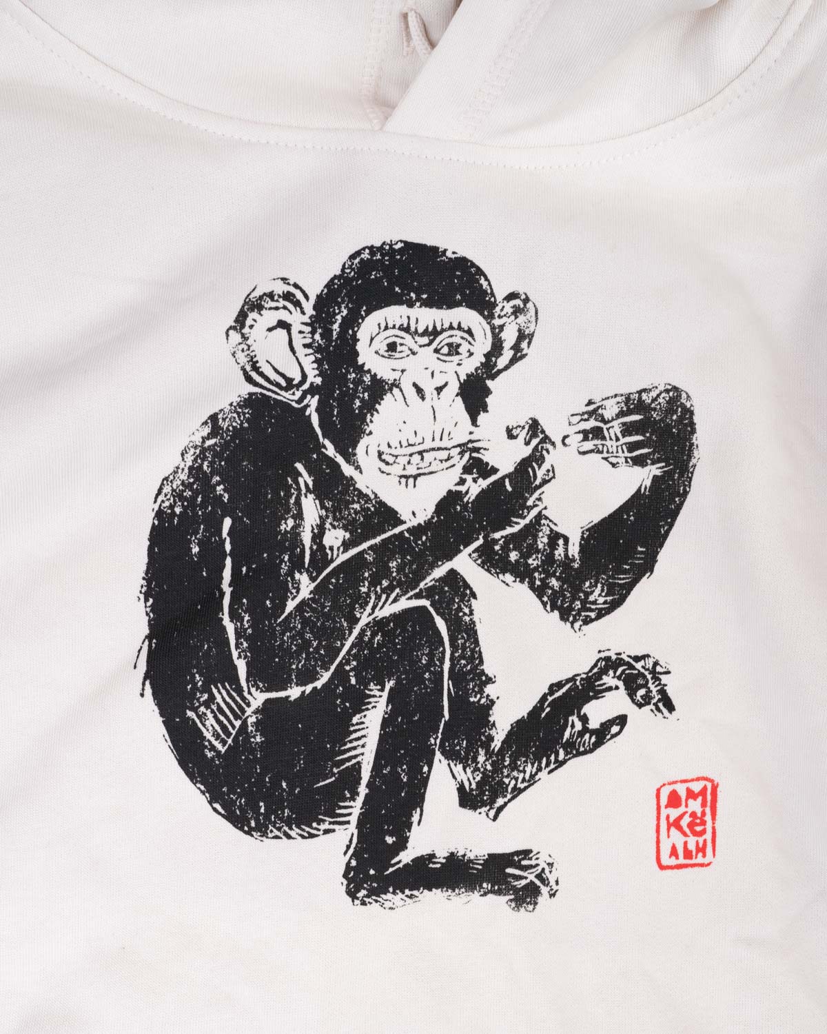 Petermann Milch Hoodie — view 2, handprinted by Mascha Rodigina, Cologne